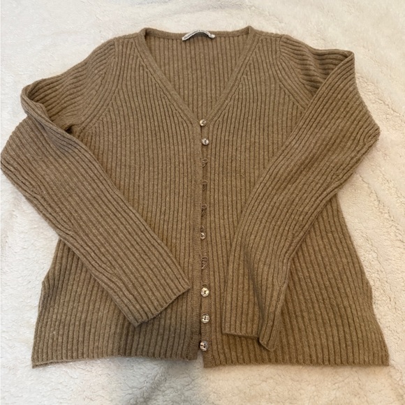 Abercrombie & Fitch Sweaters - Abercrombie & Fitch Ribbed Button-Front Cardigan — Taupe Brown